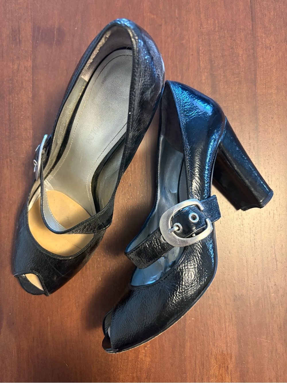Enzo Angiolini Peep-Toe Mary Jane Heels with Buckle